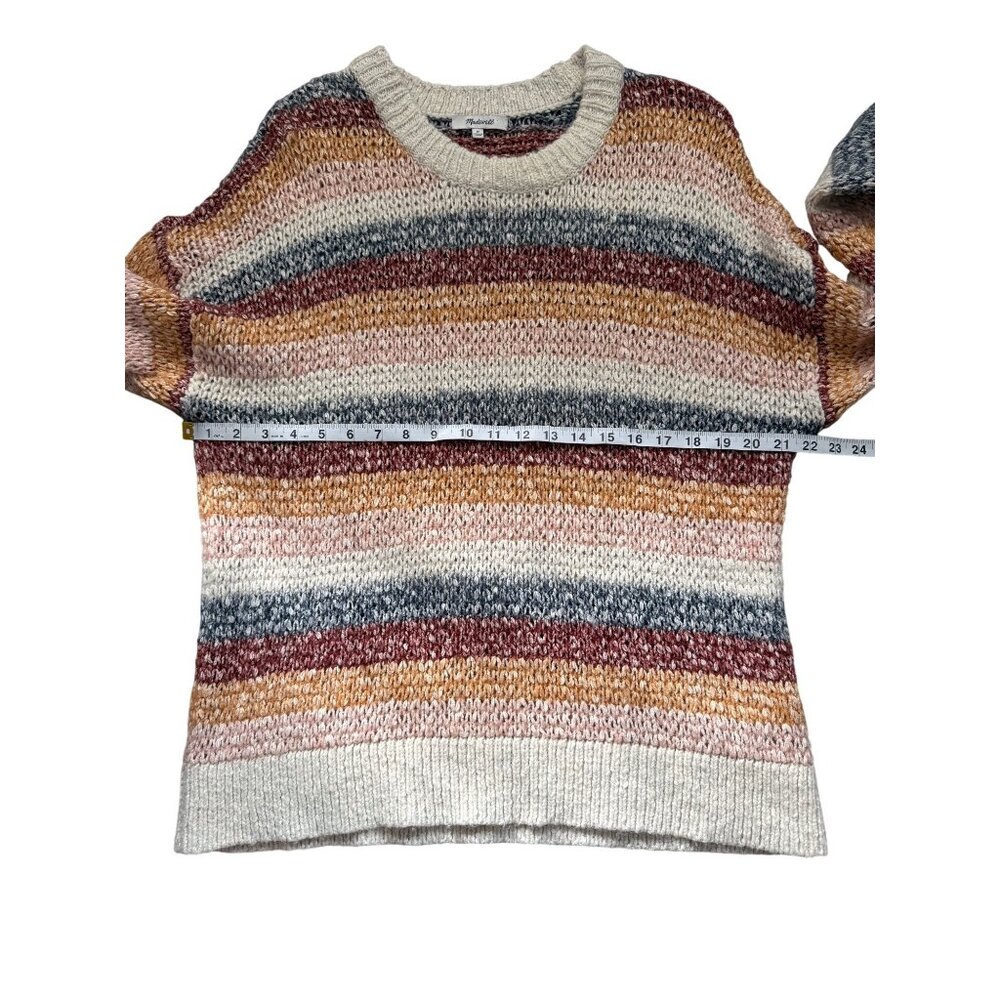Madewell Womens Size M Baez Pullover Sweater Striped Oversized Earthy Tones - Picture 6 of 8
